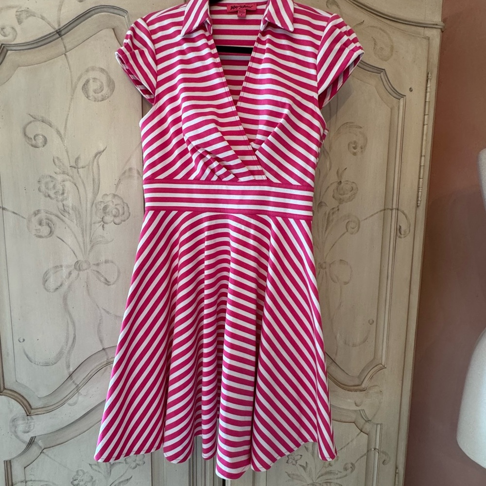Betsey Johnson Vibrant Pink and White Striped Dress